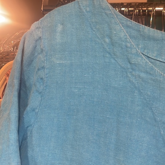 BLUE CACTUS L blue linen shift dress lagenlook boxy natural fibers summer beach - Picture 7 of 9